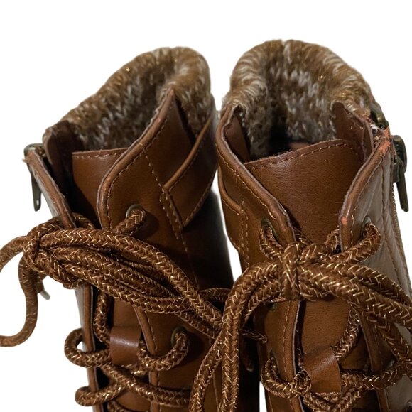 Wonder Nation Sweater Trim Lace Up Moto Boot Womens 5 Gorpcore Earthy Grunge - Picture 6 of 9
